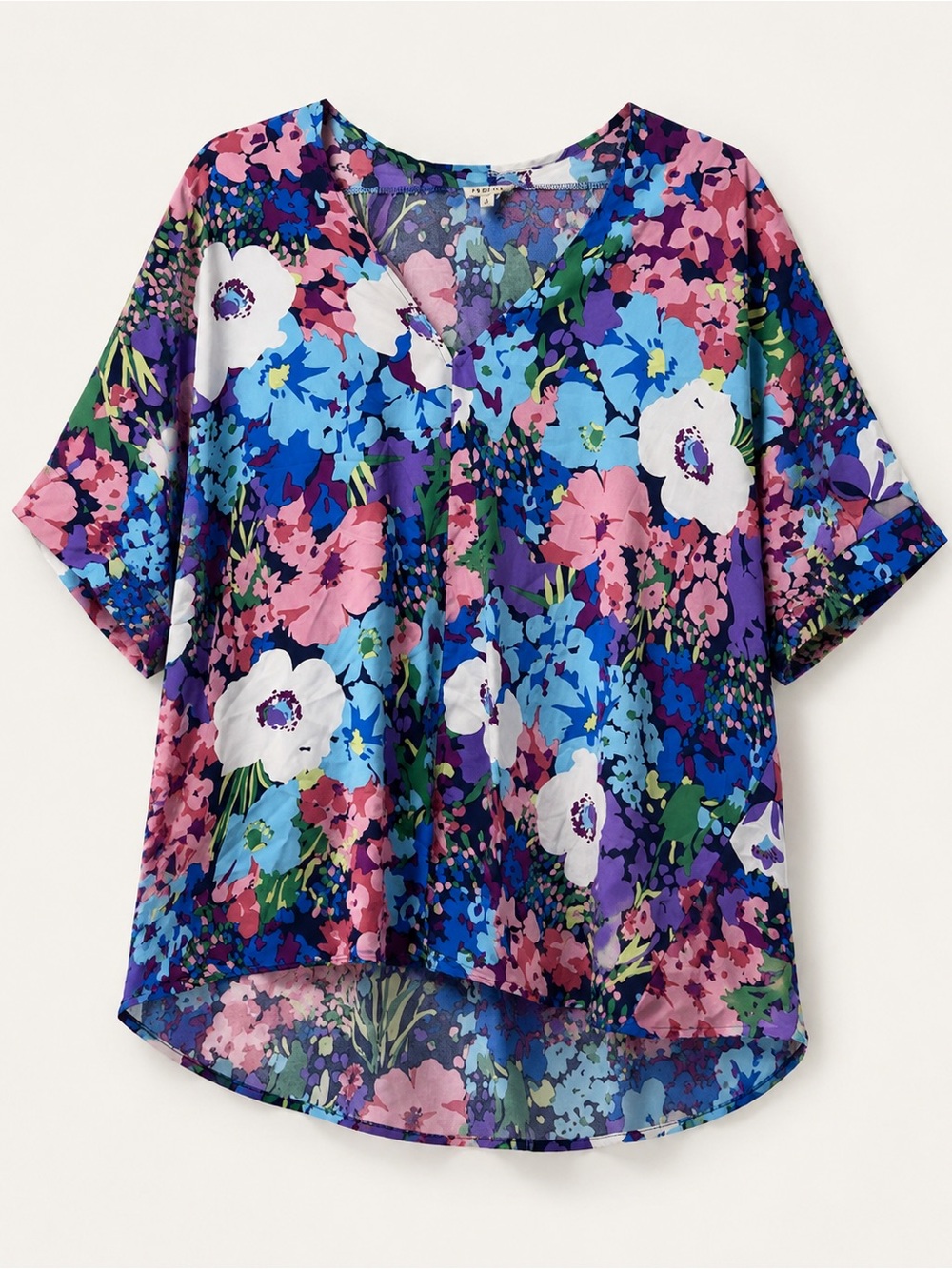 Jodifl Multicolor Floral Dolman Sleeve High Low Blouse Medium